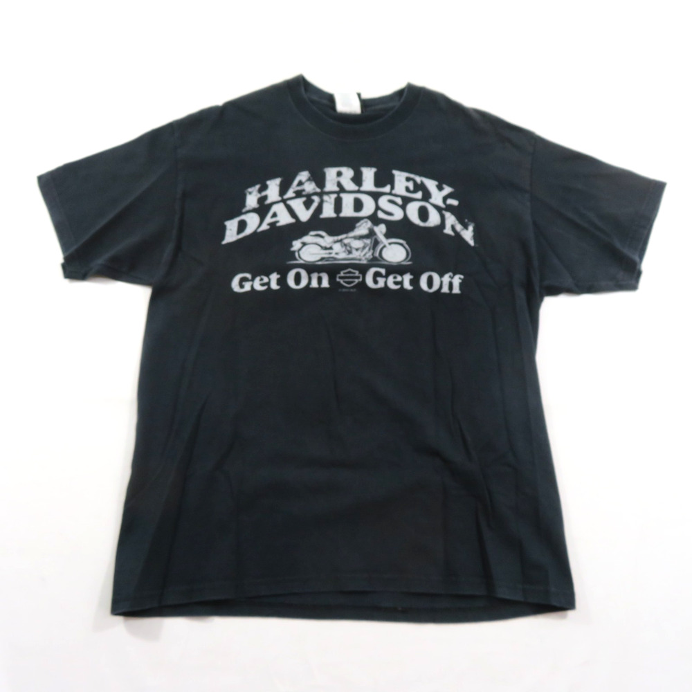 Harley Davidson T-Shirt Get On Get Off Pin up Girl Black Colorado Train L